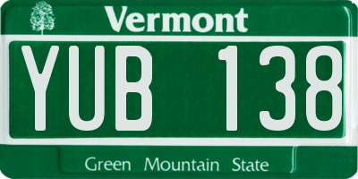 VT license plate YUB138