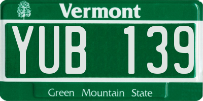 VT license plate YUB139