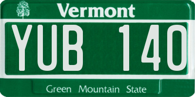 VT license plate YUB140