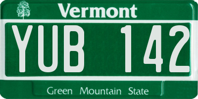 VT license plate YUB142