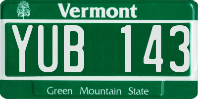 VT license plate YUB143