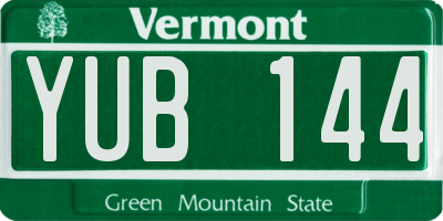 VT license plate YUB144