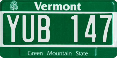 VT license plate YUB147