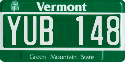 VT license plate YUB148