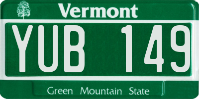VT license plate YUB149