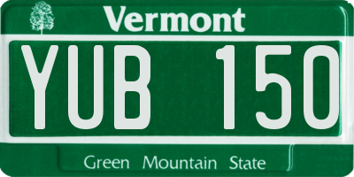 VT license plate YUB150