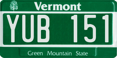 VT license plate YUB151