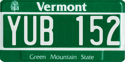 VT license plate YUB152