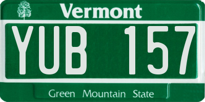 VT license plate YUB157