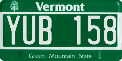 VT license plate YUB158
