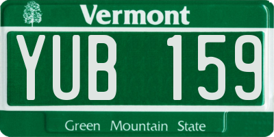 VT license plate YUB159