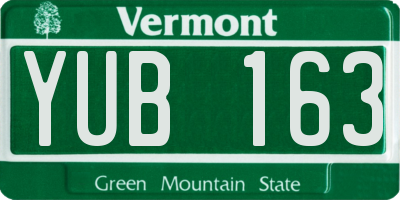 VT license plate YUB163