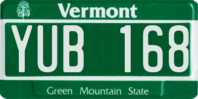 VT license plate YUB168
