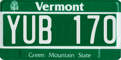 VT license plate YUB170