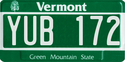 VT license plate YUB172