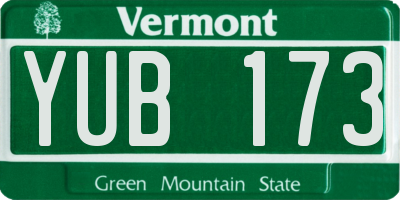 VT license plate YUB173