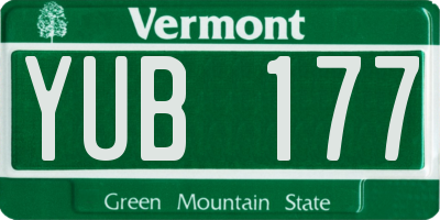 VT license plate YUB177