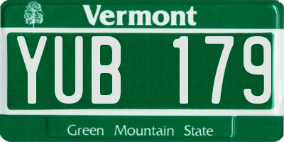 VT license plate YUB179