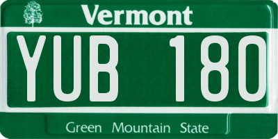 VT license plate YUB180