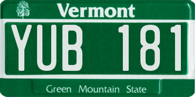 VT license plate YUB181