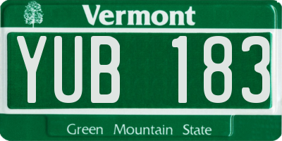 VT license plate YUB183