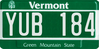 VT license plate YUB184