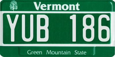 VT license plate YUB186