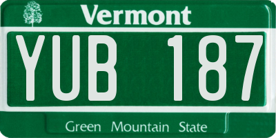 VT license plate YUB187