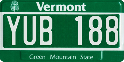 VT license plate YUB188