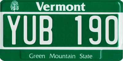 VT license plate YUB190