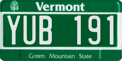 VT license plate YUB191