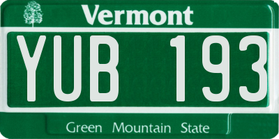 VT license plate YUB193
