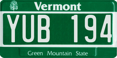 VT license plate YUB194
