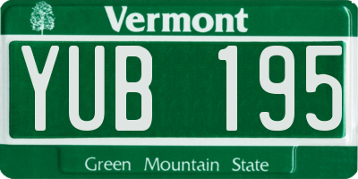 VT license plate YUB195