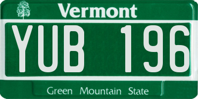 VT license plate YUB196