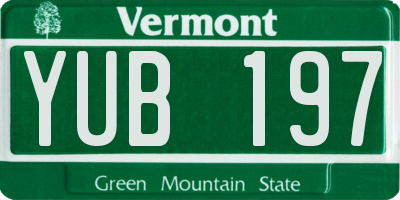 VT license plate YUB197