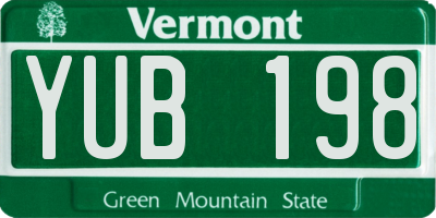 VT license plate YUB198