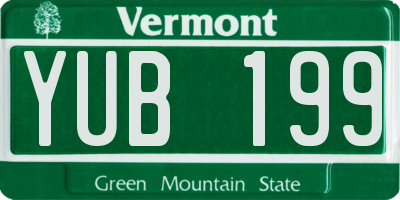 VT license plate YUB199