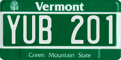 VT license plate YUB201
