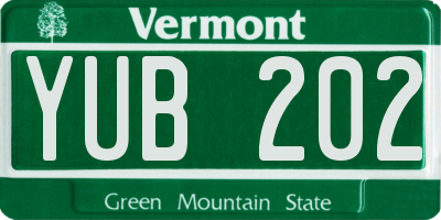 VT license plate YUB202