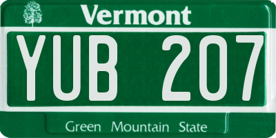 VT license plate YUB207