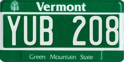 VT license plate YUB208