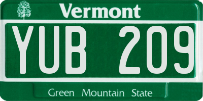 VT license plate YUB209