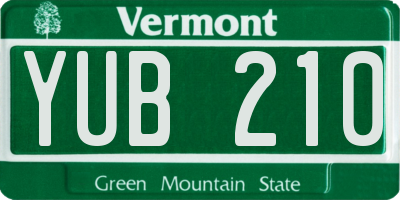 VT license plate YUB210