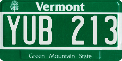 VT license plate YUB213