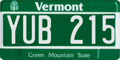 VT license plate YUB215