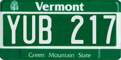 VT license plate YUB217