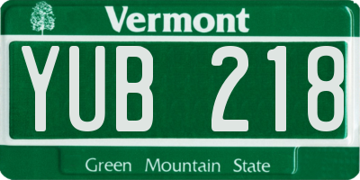 VT license plate YUB218