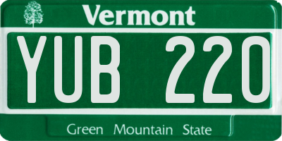 VT license plate YUB220