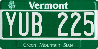 VT license plate YUB225